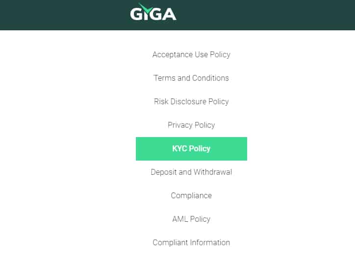 GigaFX Policy